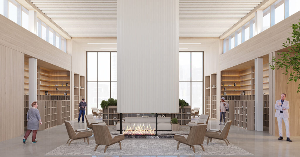 Allbright Club private lobby and library spaces